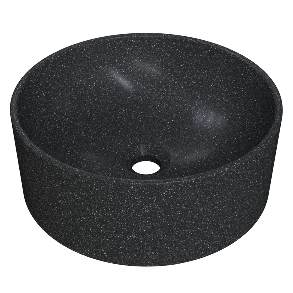 Cuba Pia Para Banheiro Redonda 34cm Sara C08 Preto Granit - Mpozenato