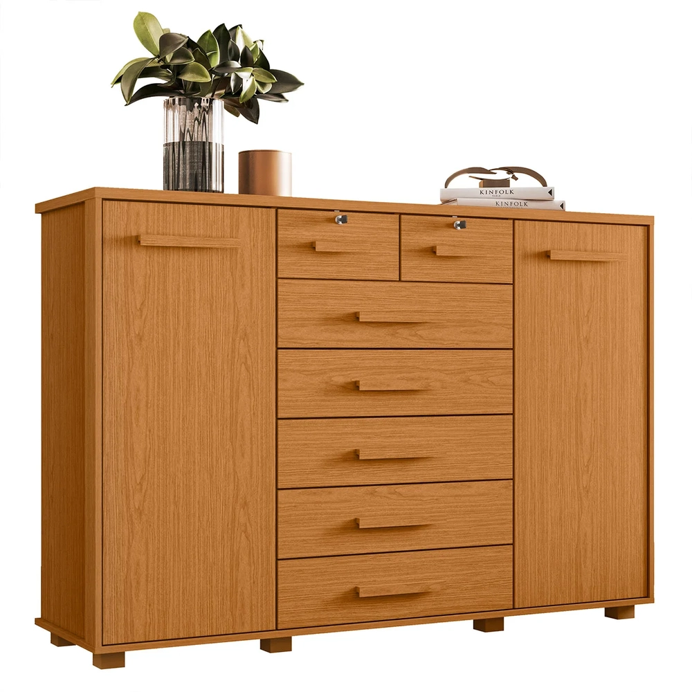 Cômoda Para Quarto 7 Gavetas 160cm Fontaine A02 Cinamomo    - Mpozenato