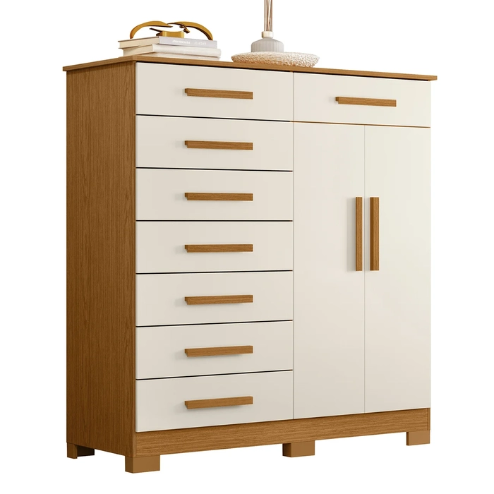 Cômoda Para Quarto 2 Portas 125cm Verona Off/Cinamomo       - Albatroz