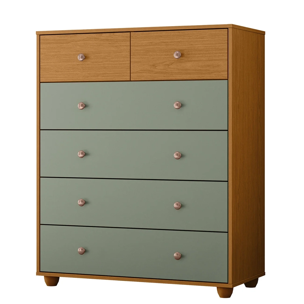 Cômoda Para Quarto 6 Gavetas 90cm Vittoria Cinamomo/Salvia  - Albatroz