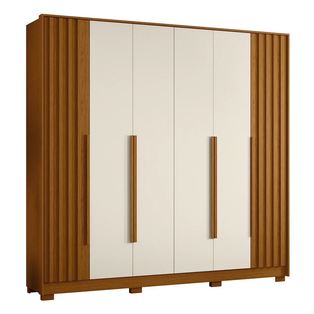 Guarda Roupa Casal 237cm 6 Portas Vinna A02 Off/Cinamomo    - Mpozenato
