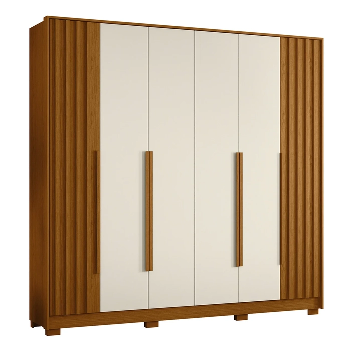 Guarda Roupa Casal 237cm 6 Portas Vinna A02 Off/Cinamomo    - Mpozenato