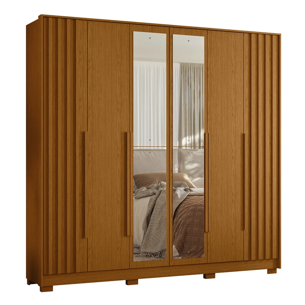 Guarda Roupa Casal 237cm com Espelho Vinna A02 Cinamomo     - Mpozenato