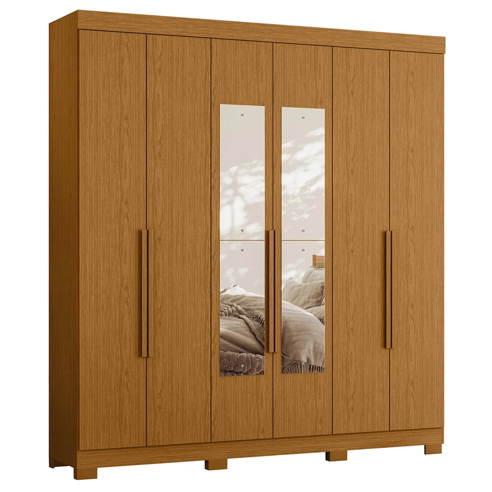 Guarda Roupa Casal 200cm com Espelho Viny A02 Cinamomo      - Mpozenato