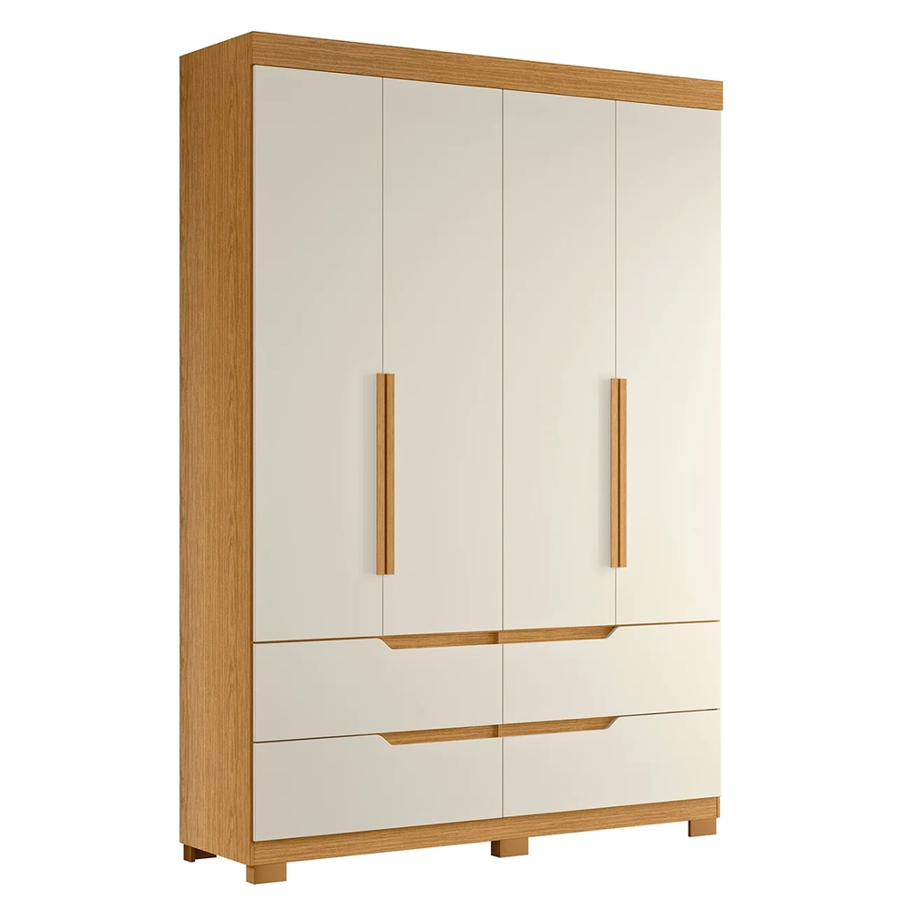 Guarda Roupa Solteiro 160cm 4 Portas Doble Cinamomo/Off     - Albatroz