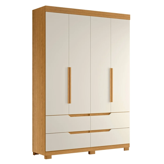 Guarda Roupa Solteiro 160cm 4 Portas Doble Cinamomo/Off     - Albatroz