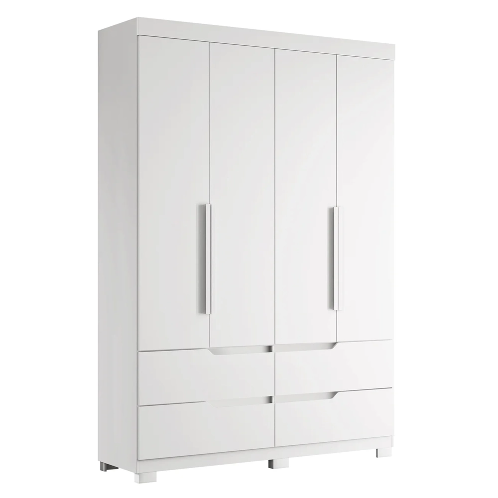 Guarda Roupa Solteiro 160cm 4 Portas Doble Branco           - Albatroz
