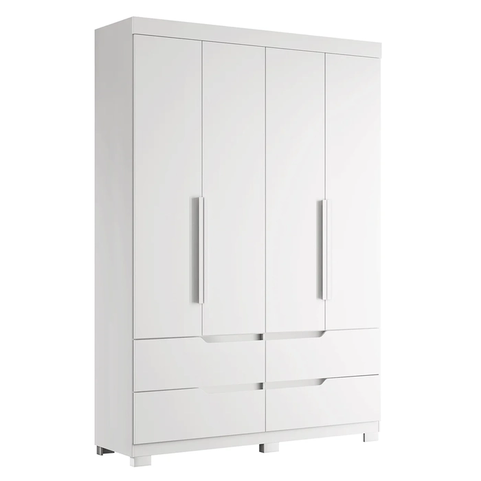 Guarda Roupa Solteiro 160cm 4 Portas Doble Branco           - Albatroz