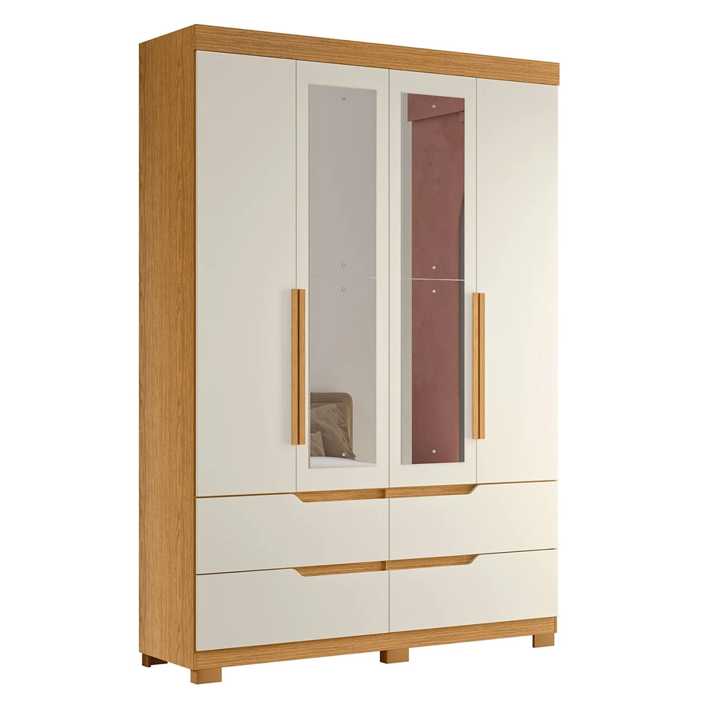 Guarda Roupa Solteiro 160cm com Espelho Doble Cinamomo/Off  - Albatroz