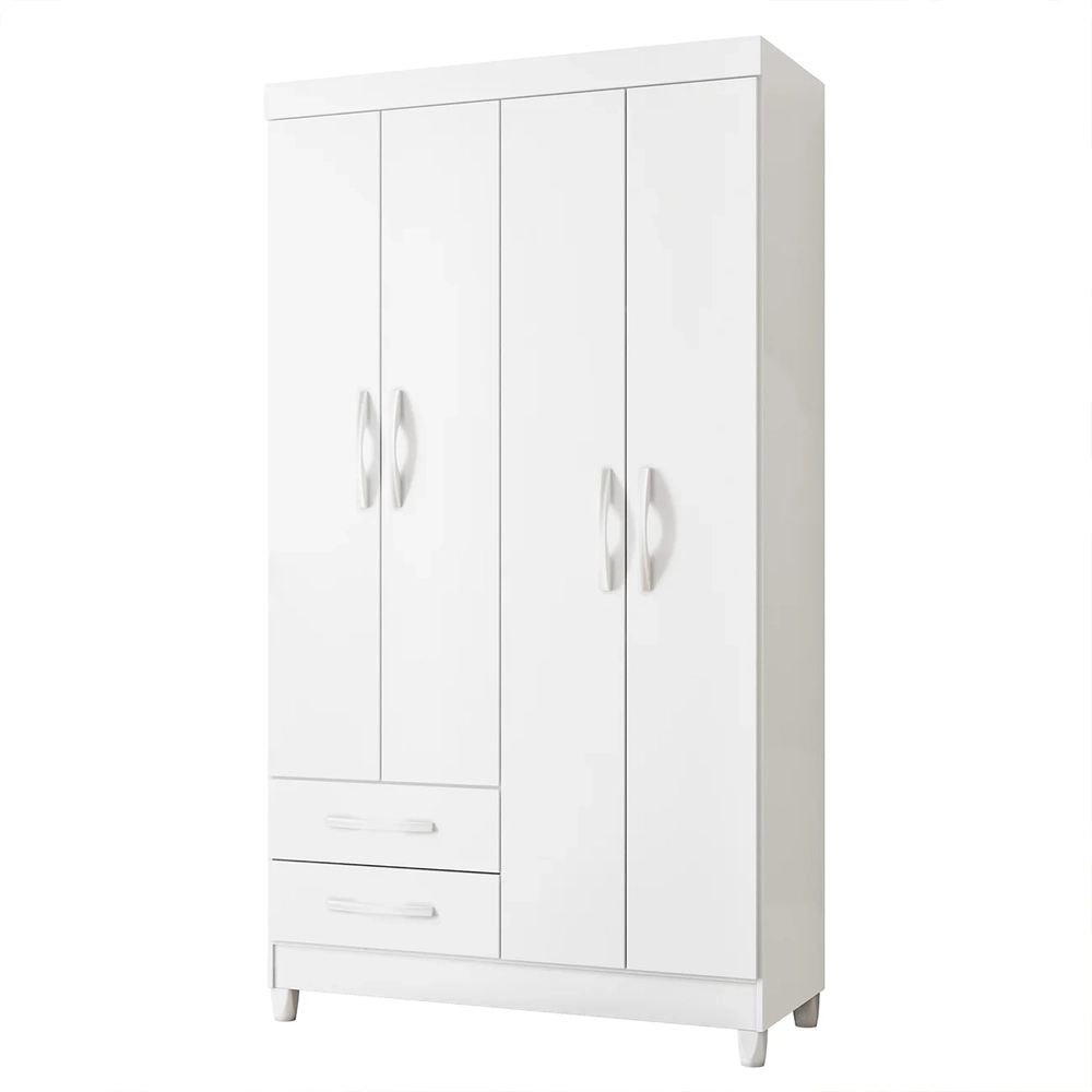 Guarda Roupa Solteiro 103cm 4 Portas Dony Flex A02 Branco   - Mpozenato