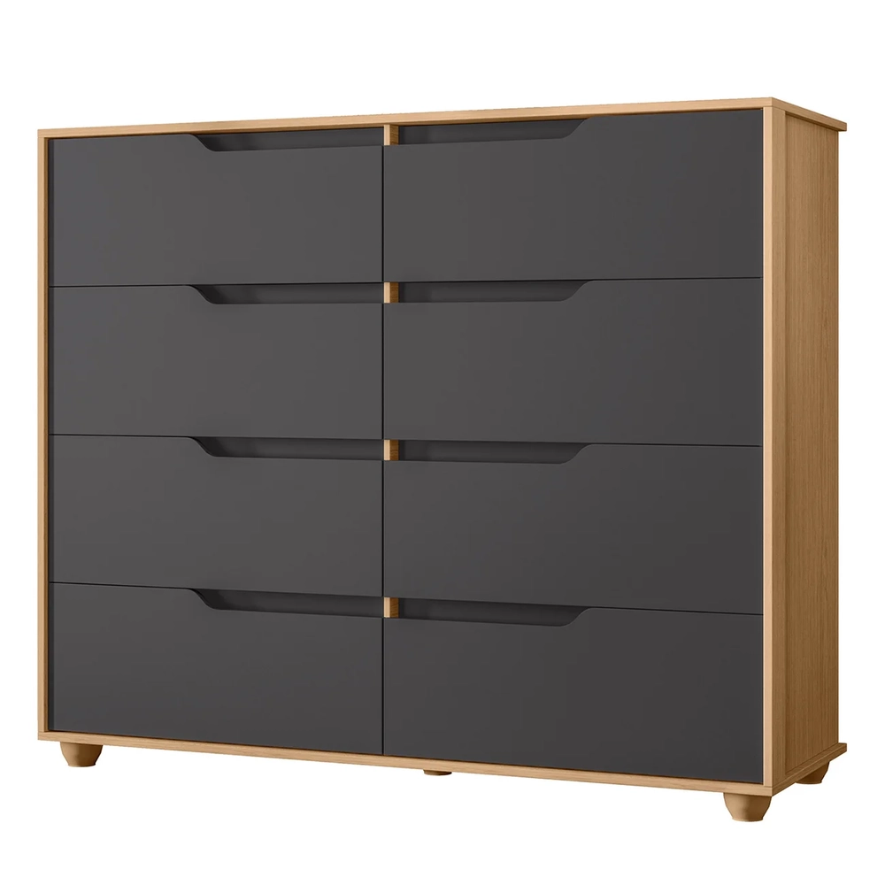 Cômoda Para Quarto 8 Gavetas 136cm Doble Flex Freijó/Titanium - Albatroz