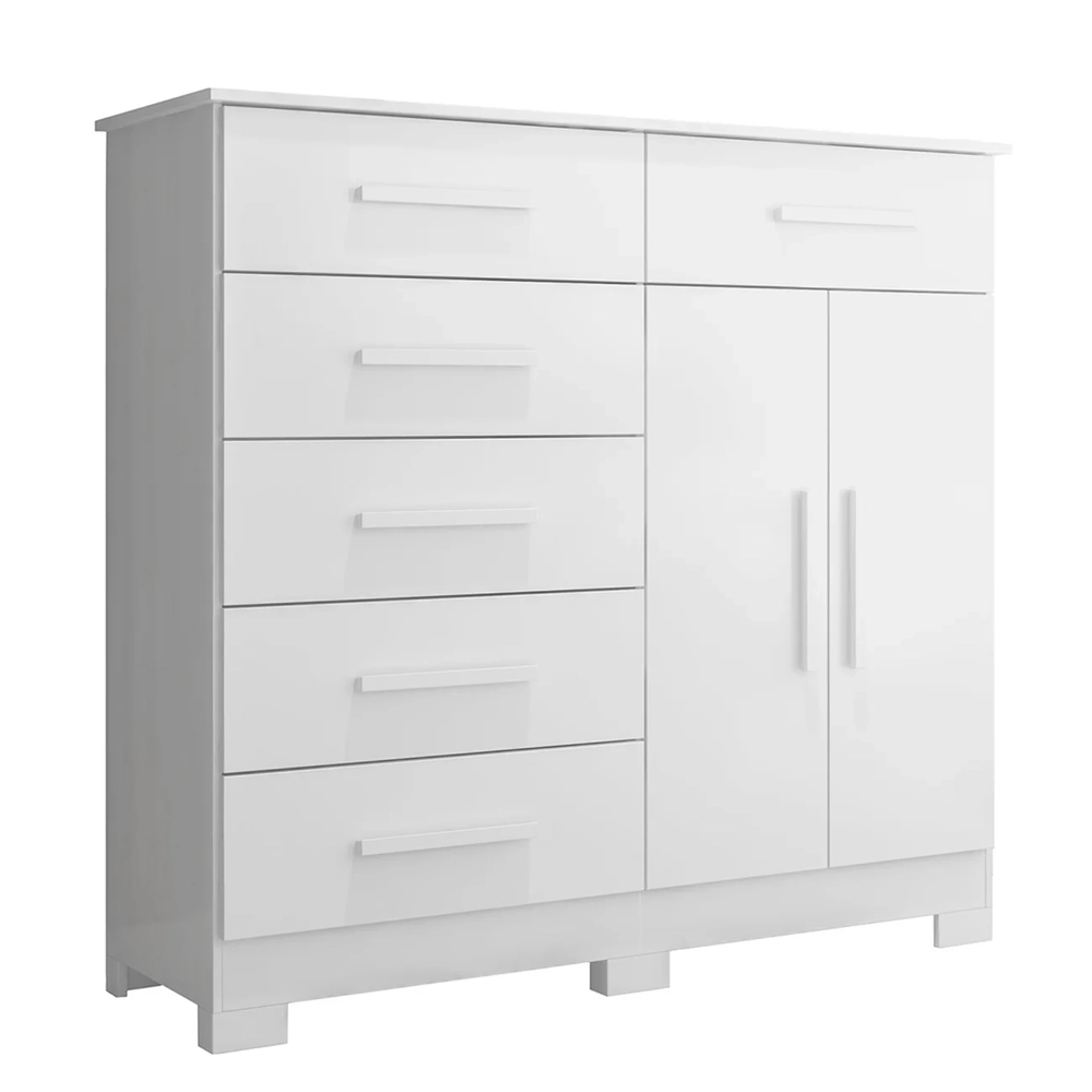 Cômoda Para Quarto 2 Portas 124cm Ester A02 Branco          - Mpozenato