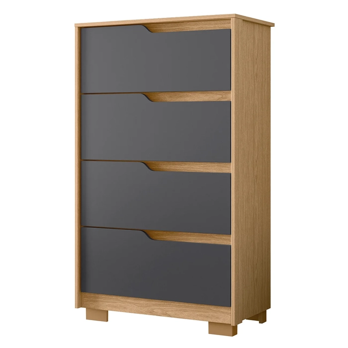 Cômoda Para Quarto 4 Gavetas 70cm Sole Flex Freijó/Titanium - Albatroz