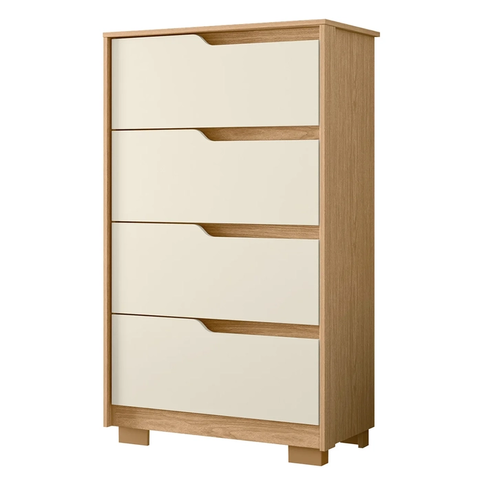 Cômoda Para Quarto 4 Gavetas 70cm Sole Flex Off/Freijó      - Albatroz