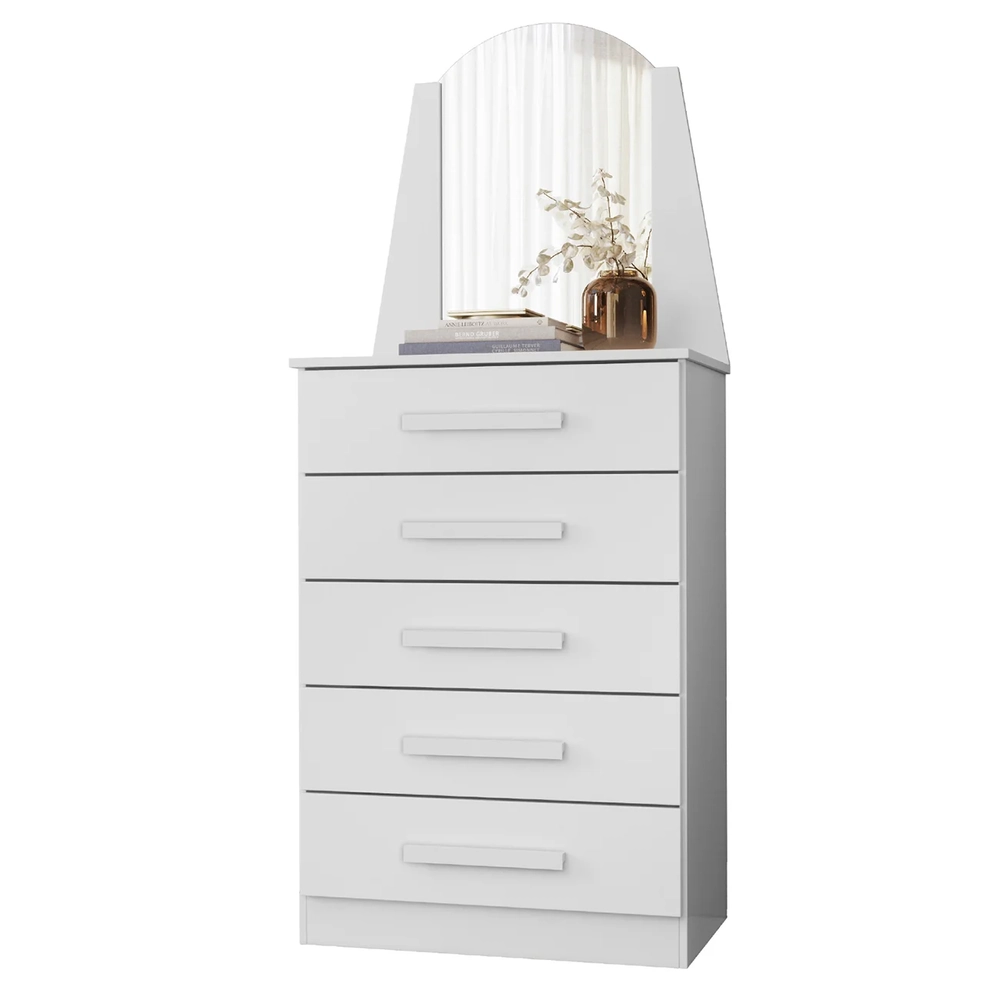 Cômoda Para Quarto Com Penteadeira Laris A02 Branco         - Mpozenato