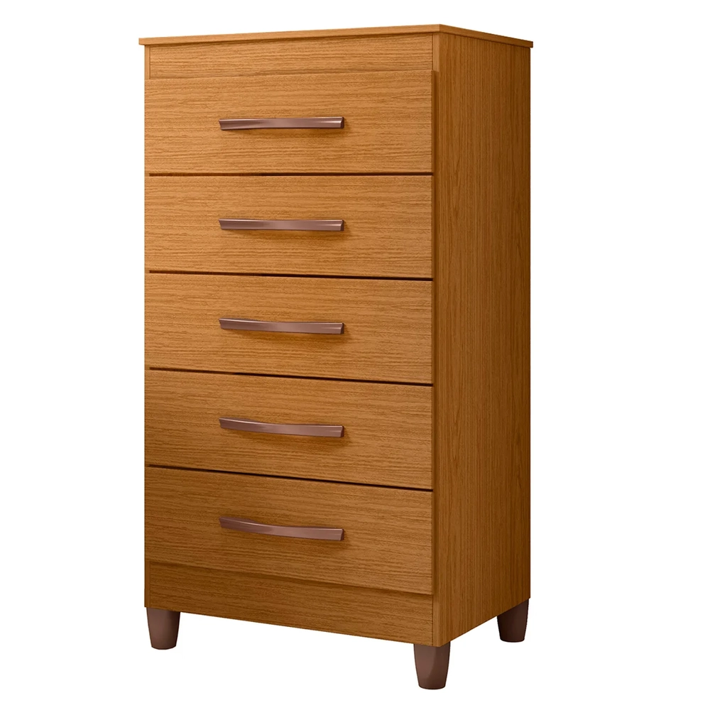 Cômoda Para Quarto 5 Gavetas 56cm Thais A02 Off/Cinamomo    - Mpozenato