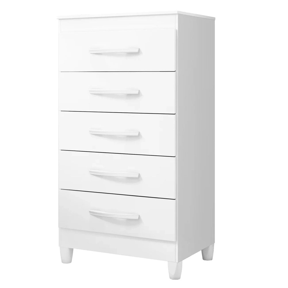 Cômoda Para Quarto 5 Gavetas 56cm Thais Flex A02 Branco     - Mpozenato