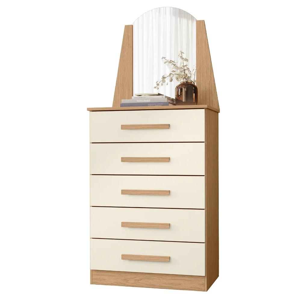 Cômoda Para Quarto Com Penteadeira Laris A02 Off/Freijó     - Mpozenato