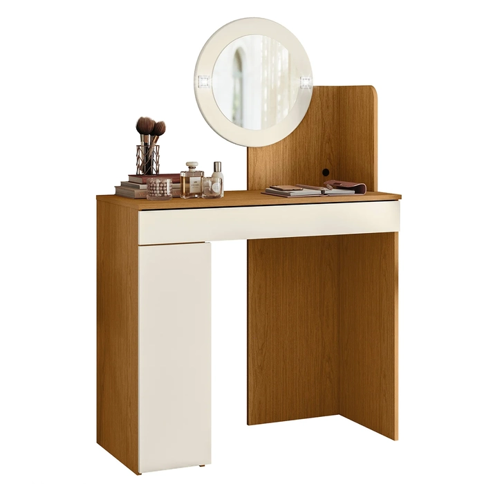 Penteadeira Camarim Escrivaninha com LED Sulla A02 Off/Cinamomo - Mpozenato