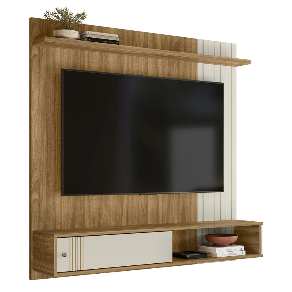 Painel TV 55 Pol e Bancada Suspensa Romeo Nature/Off Flex Z49 - Mpozenato