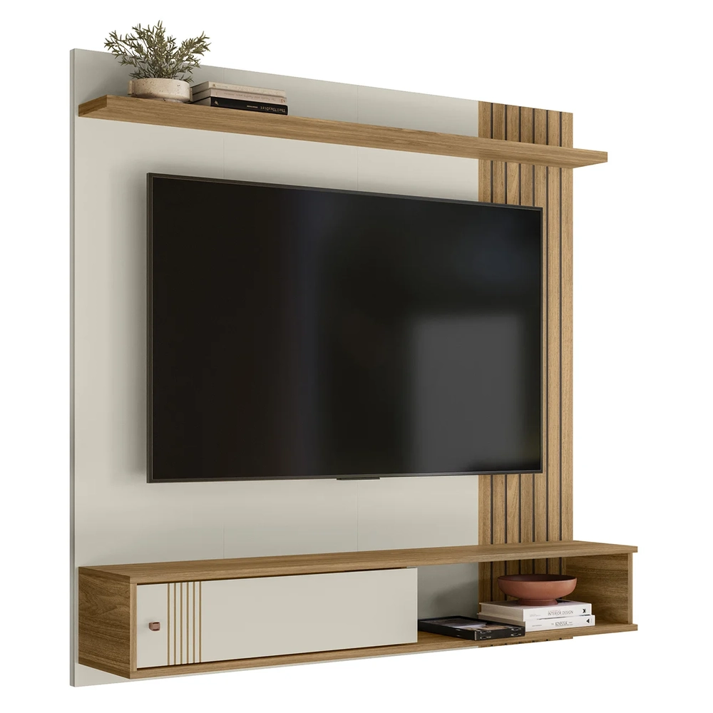 Painel TV 55 Pol e Bancada Suspensa Romeo Off/Nature Flex Z49 - Mpozenato
