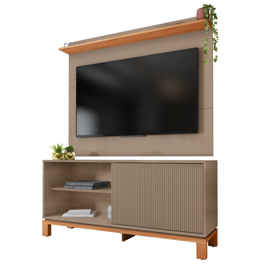 Painel Para TV 45 Pol e Rack Bancada 136cm Lucca Areia/Freijó C01 - Mpozenato