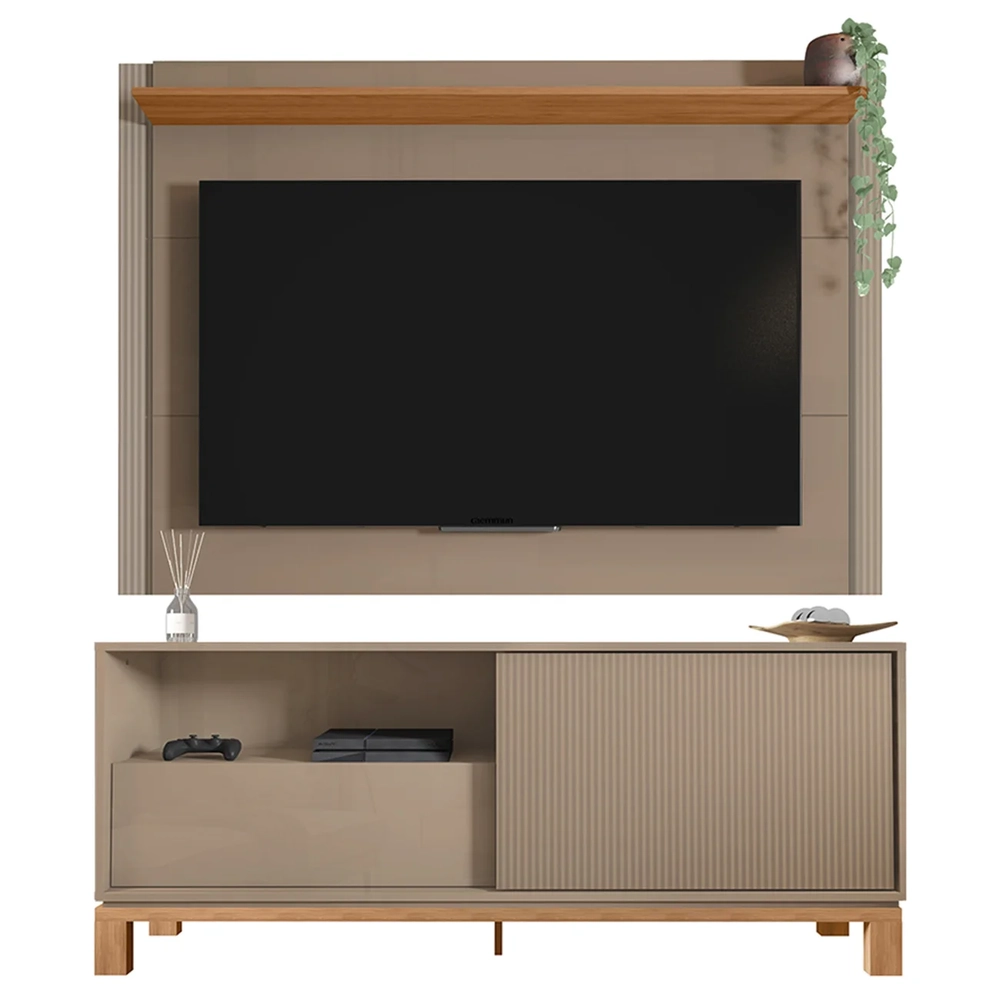 Painel Para TV 55 Pol e Rack Bancada 150cm Lucca Areia/Freijó C01 - Mpozenato