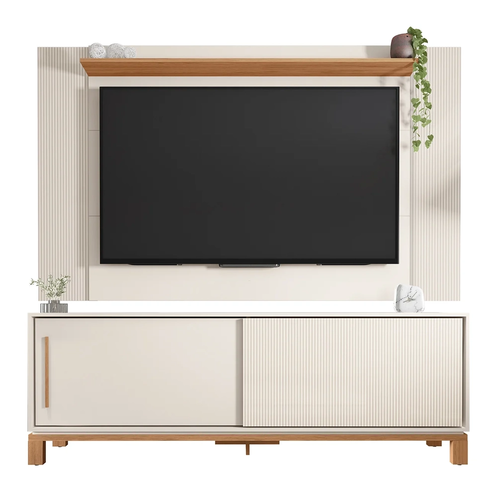 Painel Para TV 65 Pol e Rack Bancada 180cm Lucca Off/Freijó C01 - Mpozenato