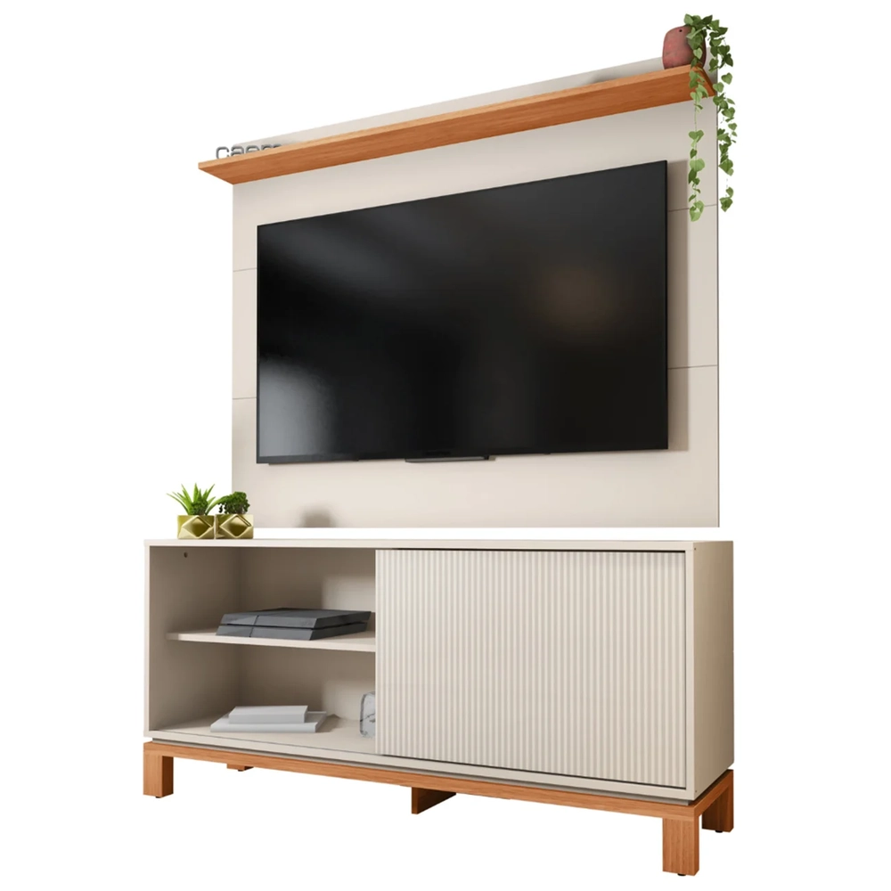 Painel Para TV 45 Pol e Rack Bancada 136cm Lucca Off/Freijó C01 - Mpozenato