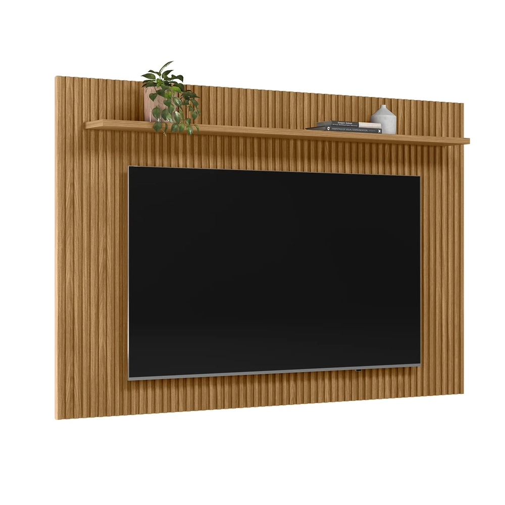 Painel TV 75 Pol 201cm Ripado com Prateleira Benty Nature L06 - Mpozenato