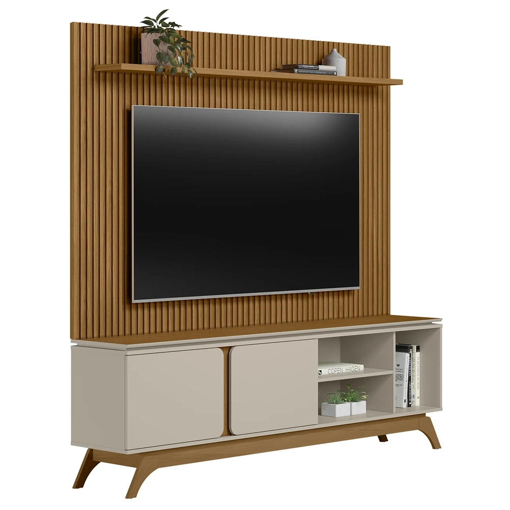 Painel TV 75 Pol Benty e Rack Bancada 200cm Nice Nature/Off L06 - Mpozenato