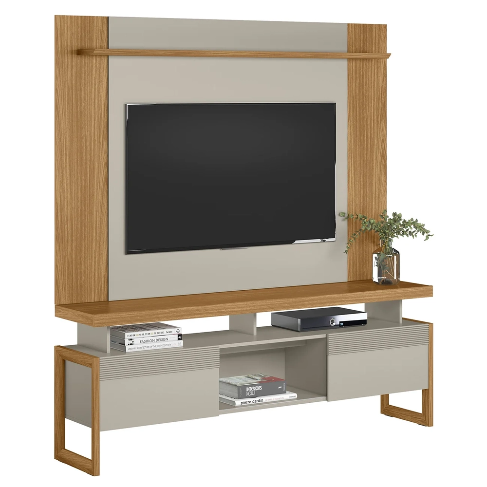 Painel TV 55 Pol Lana e Rack 180cm Agata Nature/Off Flex L06 - Mpozenato