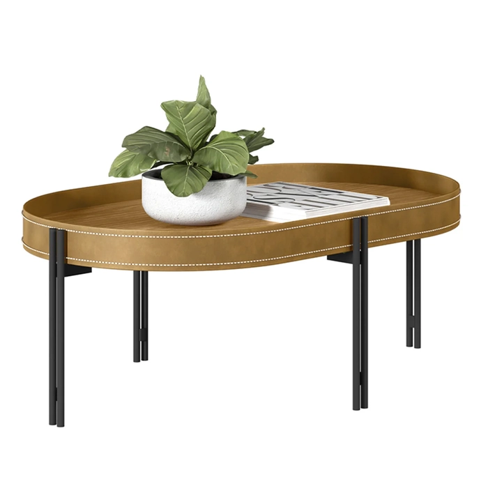 Mesa de Centro Para Sala Estilo Industrial Ville Caramelo L06 - Mpozenato