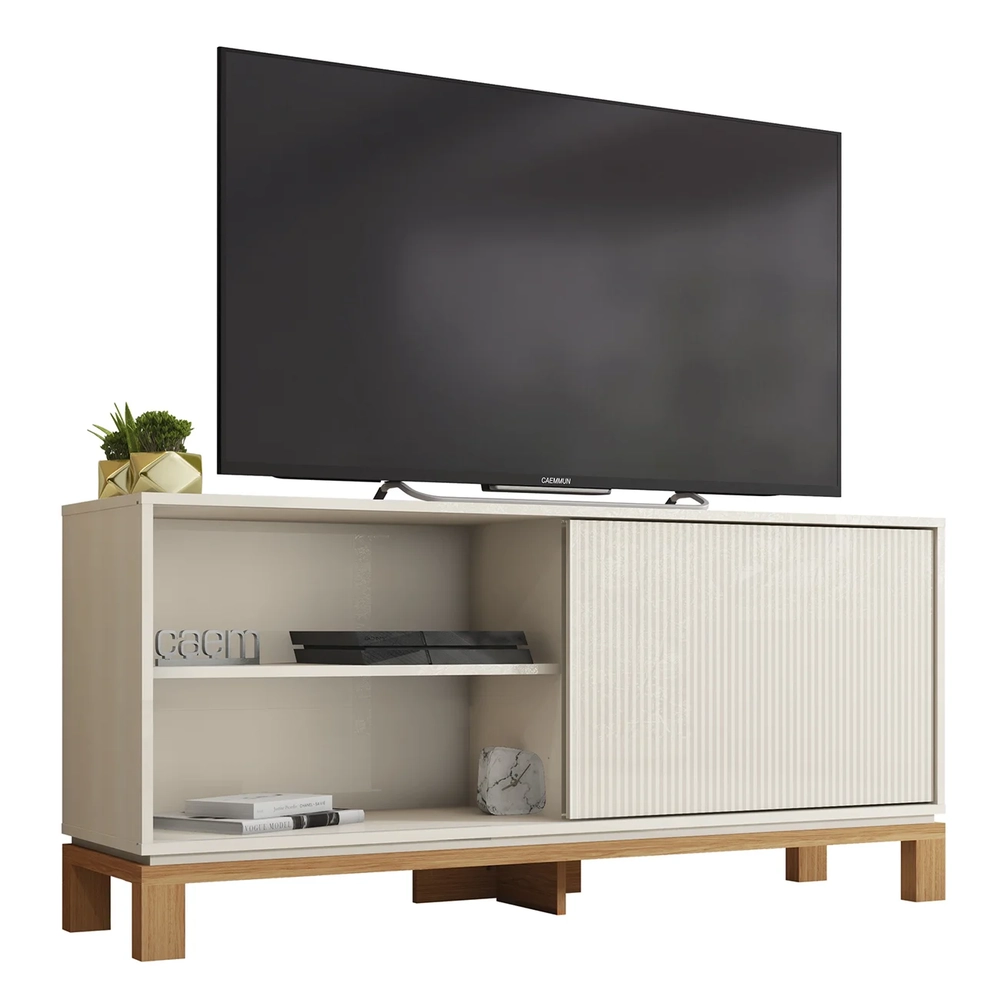 Rack Bancada Para TV 45 Pol 136cm Lucca Off White/Freijó C01 - Mpozenato