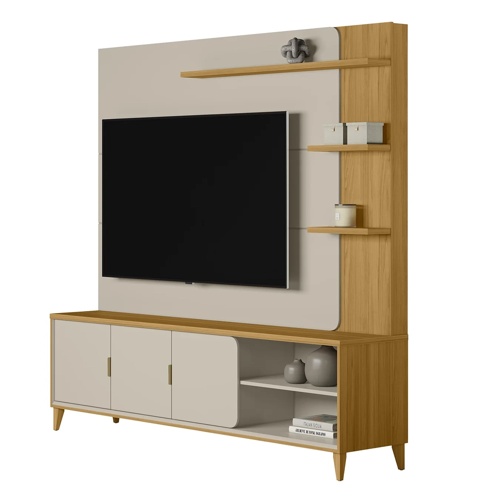 Estante Painel Para TV 70 Pol 200cm Apollo Tauari/Off L06 - Mpozenato