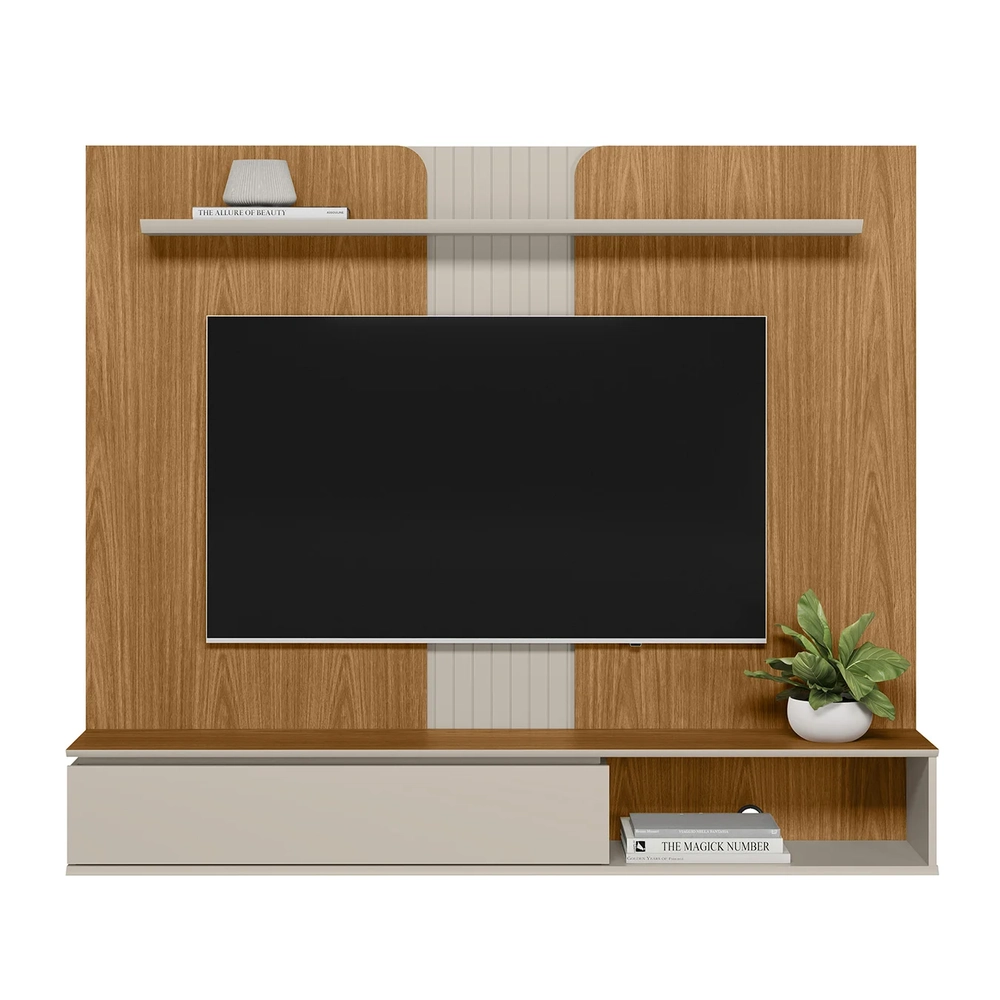 Painel TV 65 Pol e Bancada Suspensa Illumi Tauari/Off L06 - Mpozenato