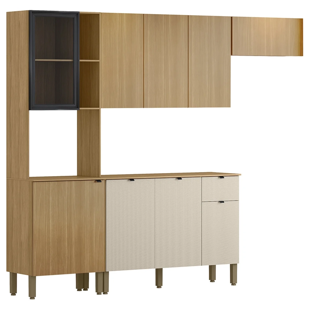 Cozinha Compacta Com Balcão 251cm Laura Plus Freijó/Soft Z06 - Mpozenato