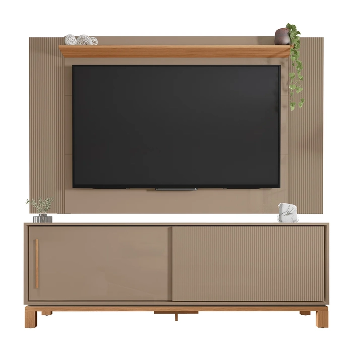 Painel Para TV 65 Pol e Rack Bancada 180cm Lucca Areia/Freijó C01 - Mpozenato