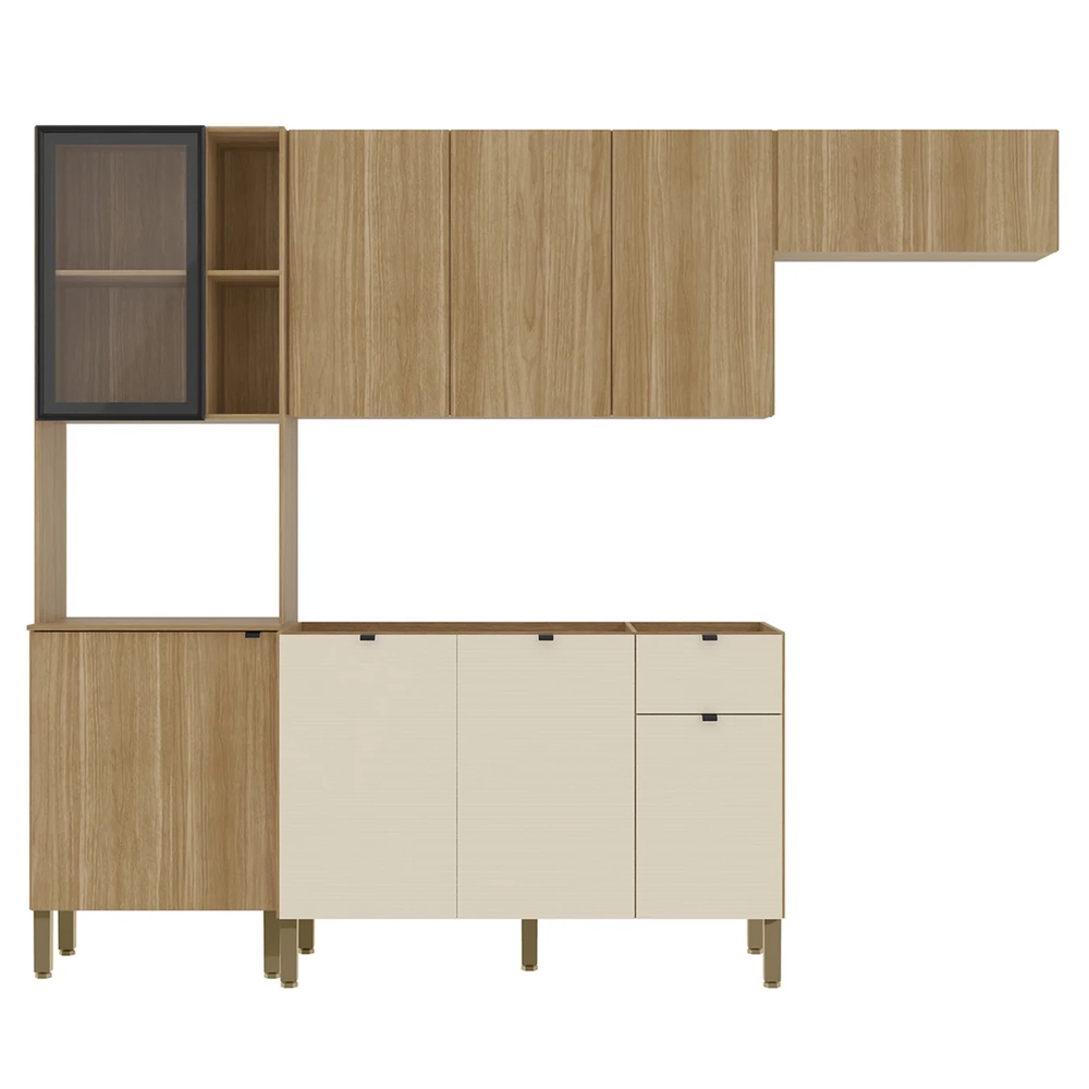 Cozinha Compacta Balcão Sem Tampo Laura Plus Freijó/Soft Z06 - Mpozenato