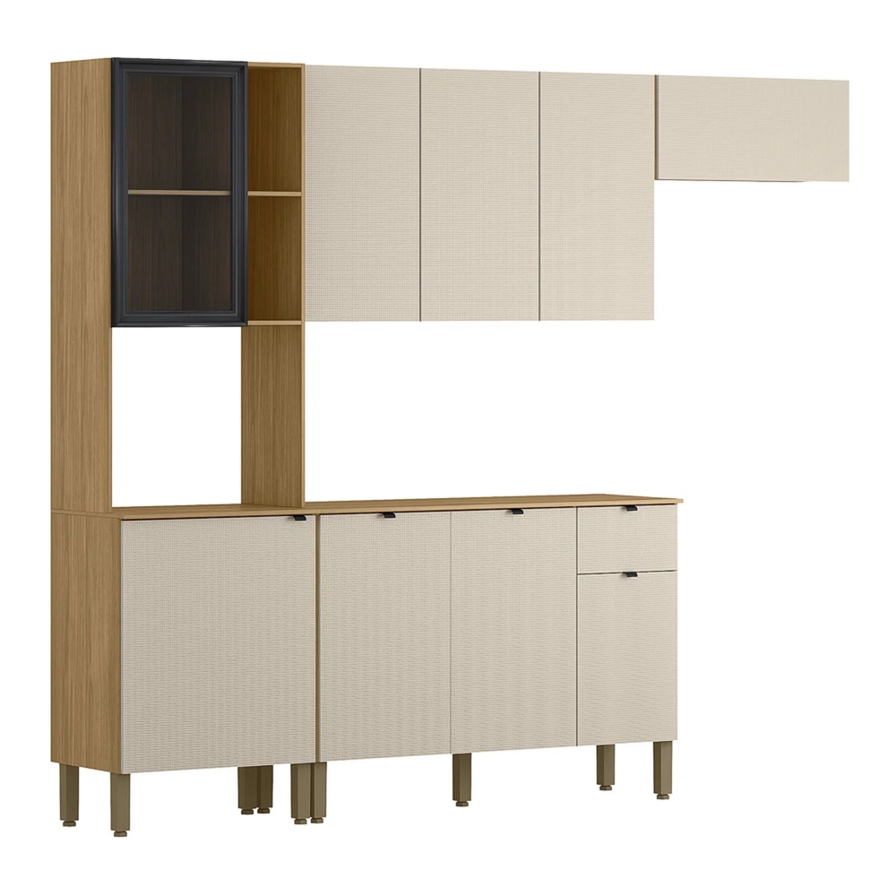 Cozinha Compacta Balcão Com Tampo 120cm Laura Plus Soft/Freijó Z06 - Mpozenato