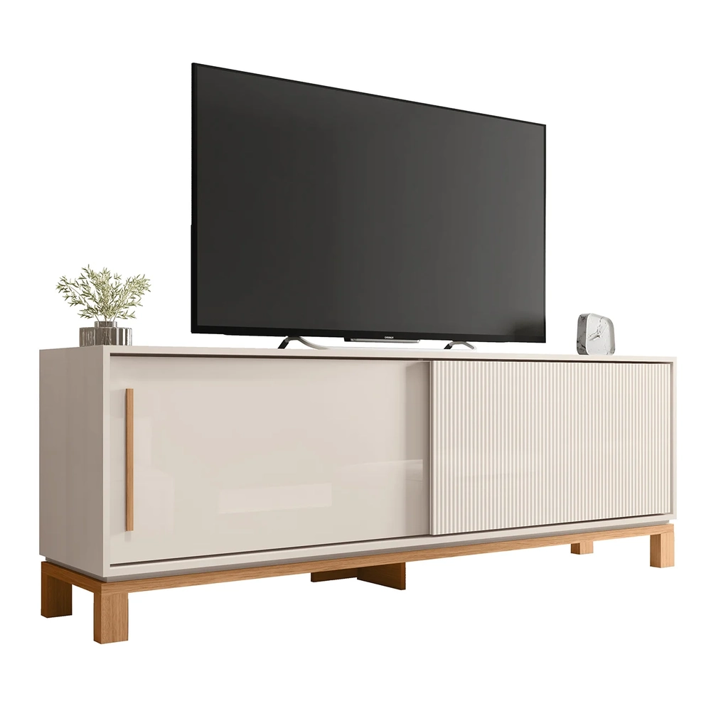 Rack Bancada Para TV 65 Pol 180cm Lucca Off White/Freijó C01 - Mpozenato