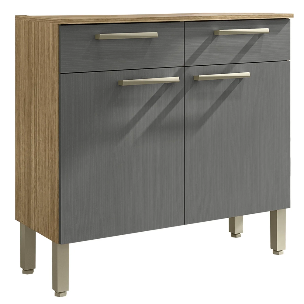 Balcão de Cozinha Com Tampo 91cm Vivian Freijó/Gris Z06 - Mpozenato