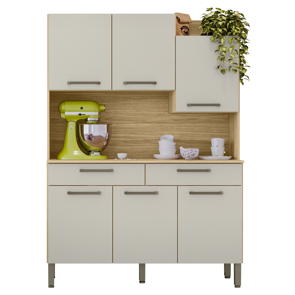 Armário de Cozinha Compacta 132cm Stella Freijó/Soft Z06 - Mpozenato