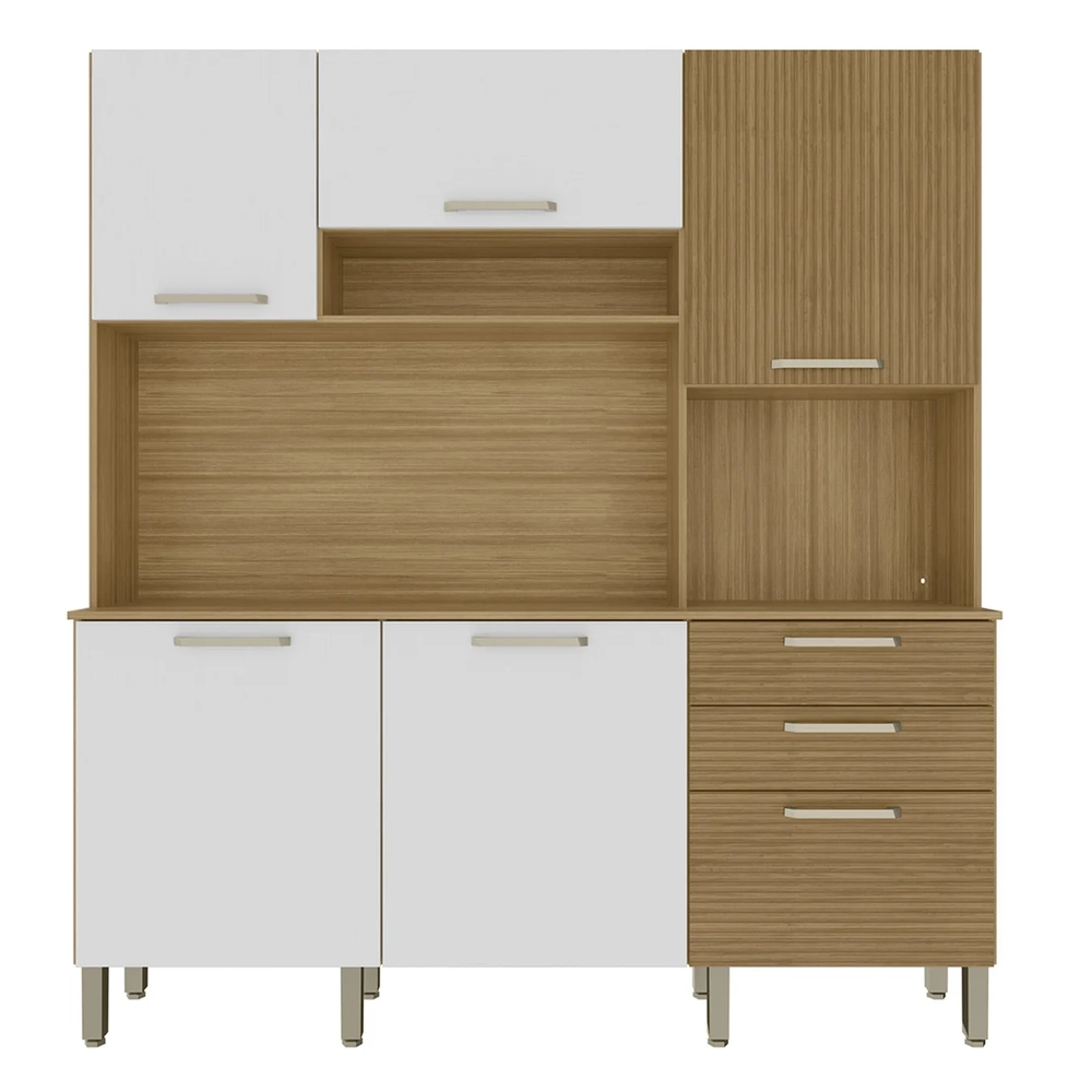 Armário de Cozinha Compacta 180cm Turim Plus Freijó/Supremo Z06 - Mpozenato