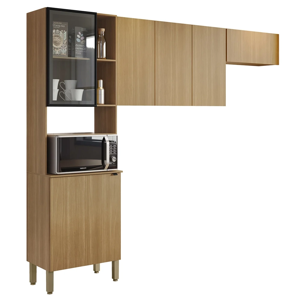 Armário de Cozinha Compacta 251cm Laura Plus Freijó Z06 - Mpozenato