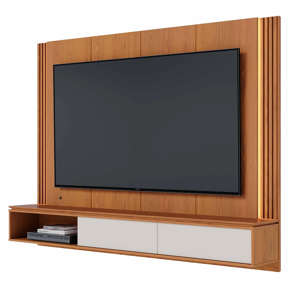 Painel TV 75 Pol e Bancada Suspensa Trento Freijó/Off White C05 - Mpozenato