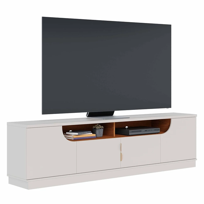 Rack Bancada Para TV 75 Pol 200cm Brescia Off White/Freijó C05 - Mpozenato