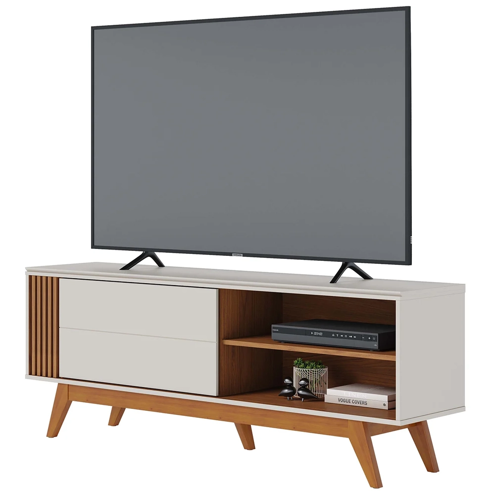Rack Bancada Para TV 60 Pol 160cm Diana Off White/Freijó C05 - Mpozenato