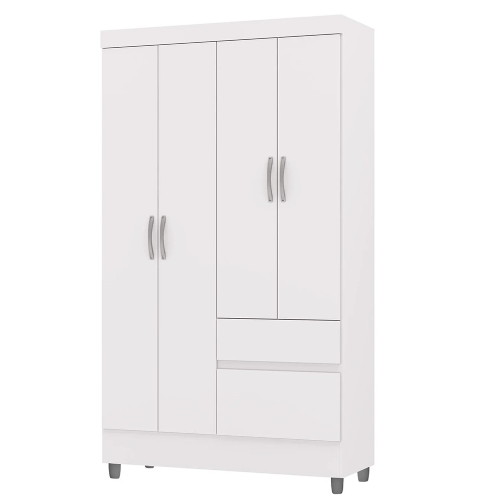Guarda Roupa Solteiro 103cm Com 4 Portas Ideal Flex Branco - Vila Rica