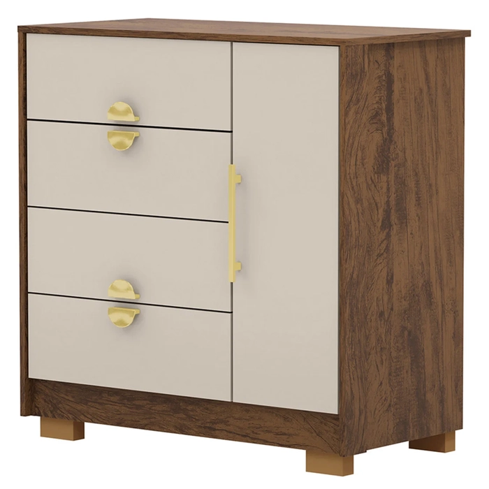 Cômoda Para Quarto 93cm Com 1 Porta Ilha Bela Imbuia/Fendi - Vila Rica